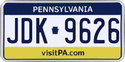 PA license plate JDK9626