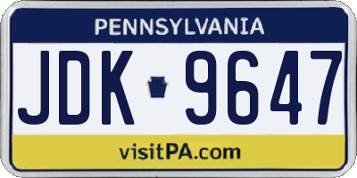 PA license plate JDK9647
