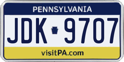 PA license plate JDK9707