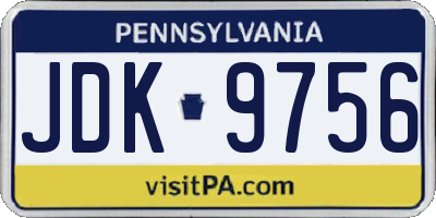 PA license plate JDK9756