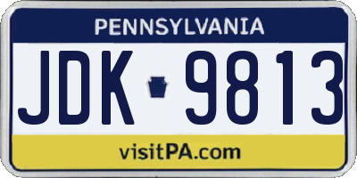 PA license plate JDK9813