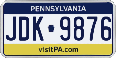 PA license plate JDK9876