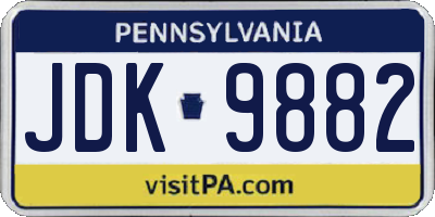 PA license plate JDK9882