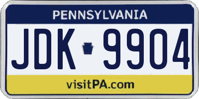PA license plate JDK9904