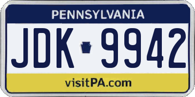 PA license plate JDK9942