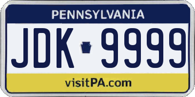 PA license plate JDK9999