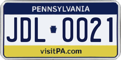 PA license plate JDL0021