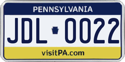 PA license plate JDL0022