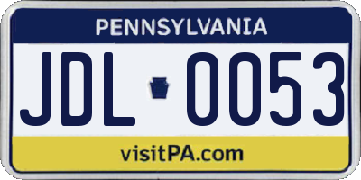 PA license plate JDL0053