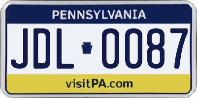 PA license plate JDL0087