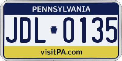 PA license plate JDL0135