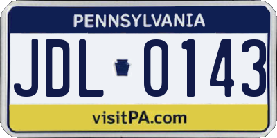 PA license plate JDL0143
