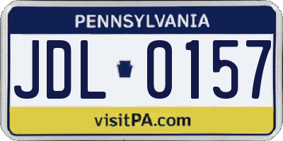 PA license plate JDL0157