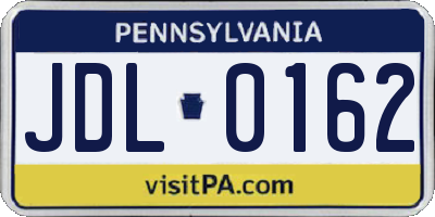 PA license plate JDL0162