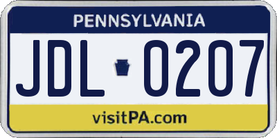 PA license plate JDL0207