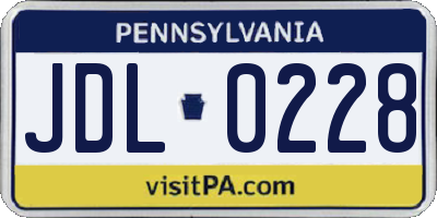 PA license plate JDL0228