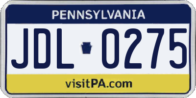 PA license plate JDL0275