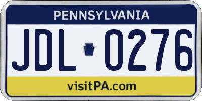 PA license plate JDL0276
