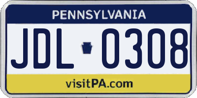 PA license plate JDL0308
