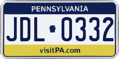 PA license plate JDL0332