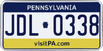 PA license plate JDL0338