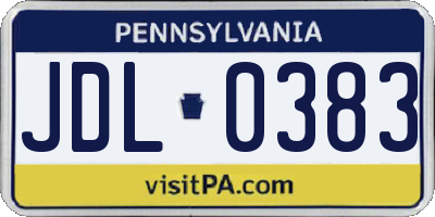 PA license plate JDL0383