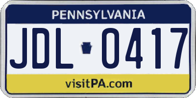 PA license plate JDL0417