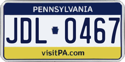 PA license plate JDL0467