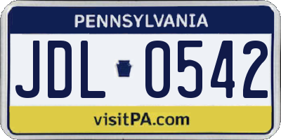 PA license plate JDL0542