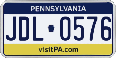 PA license plate JDL0576