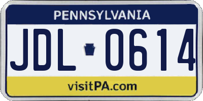 PA license plate JDL0614