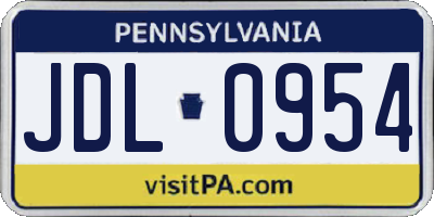 PA license plate JDL0954