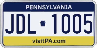 PA license plate JDL1005