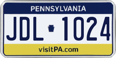PA license plate JDL1024