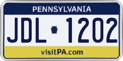 PA license plate JDL1202