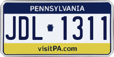 PA license plate JDL1311