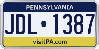 PA license plate JDL1387