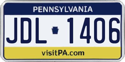 PA license plate JDL1406