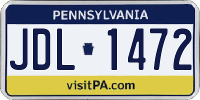 PA license plate JDL1472