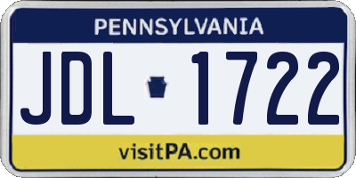 PA license plate JDL1722
