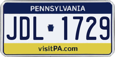 PA license plate JDL1729