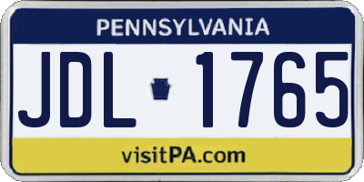 PA license plate JDL1765