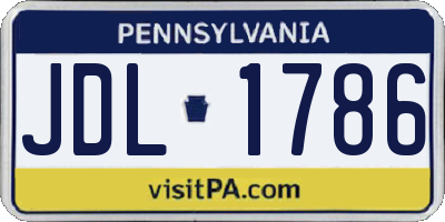 PA license plate JDL1786