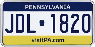 PA license plate JDL1820