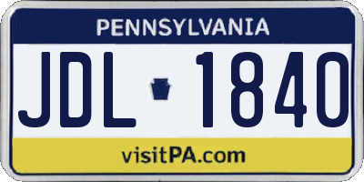 PA license plate JDL1840