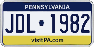 PA license plate JDL1982