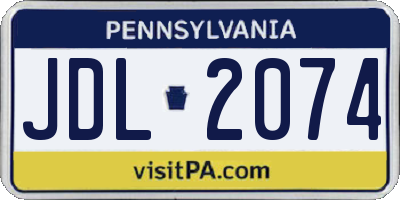 PA license plate JDL2074