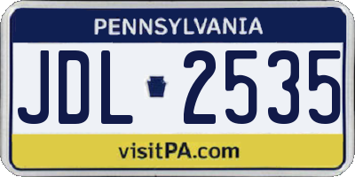 PA license plate JDL2535
