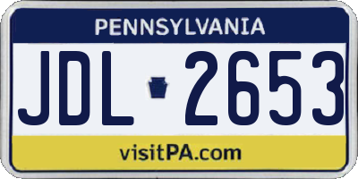 PA license plate JDL2653