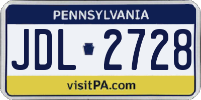 PA license plate JDL2728